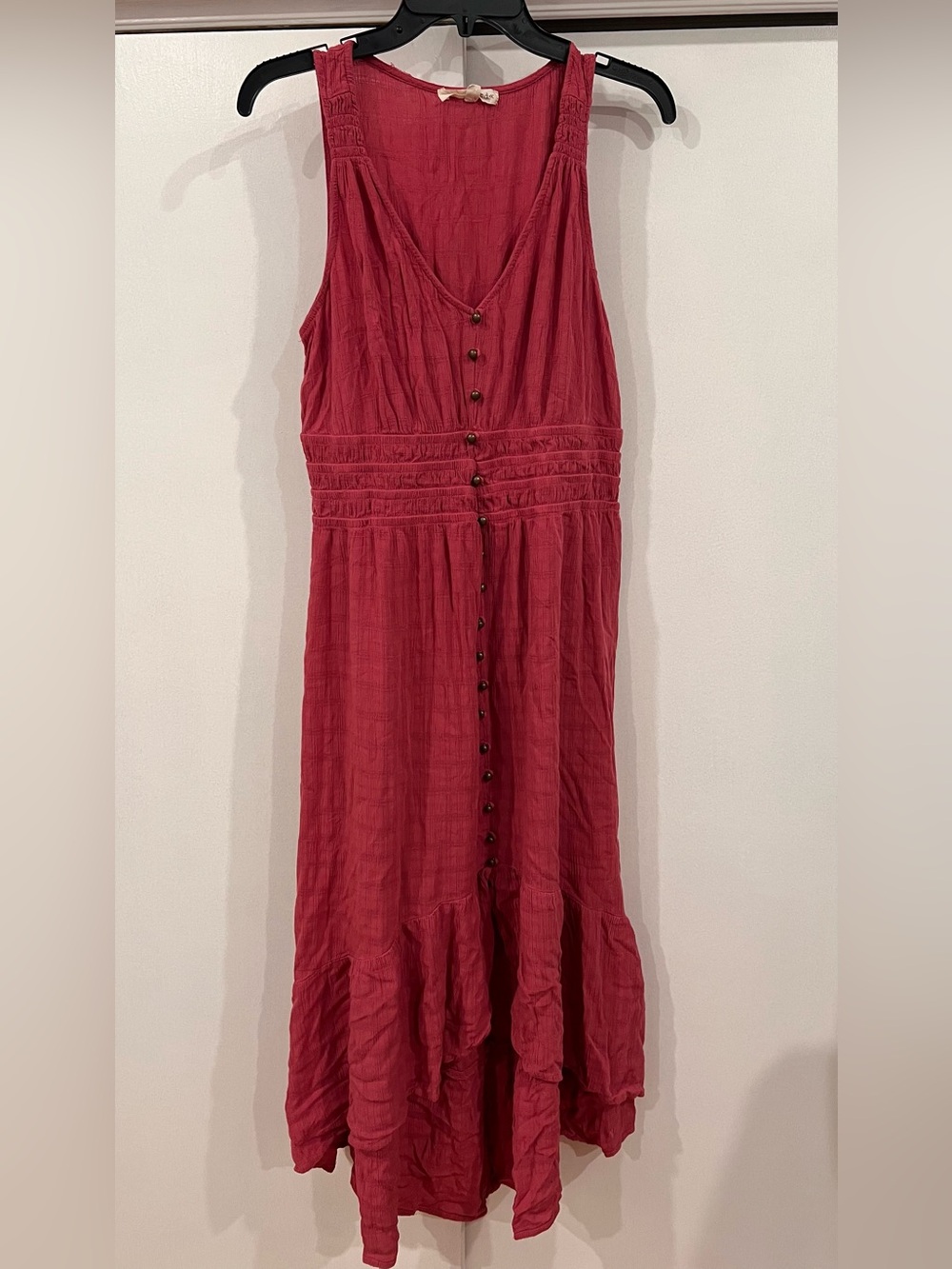 Rewind Sleeveless Button-Front Maxi Dress in Raspberry